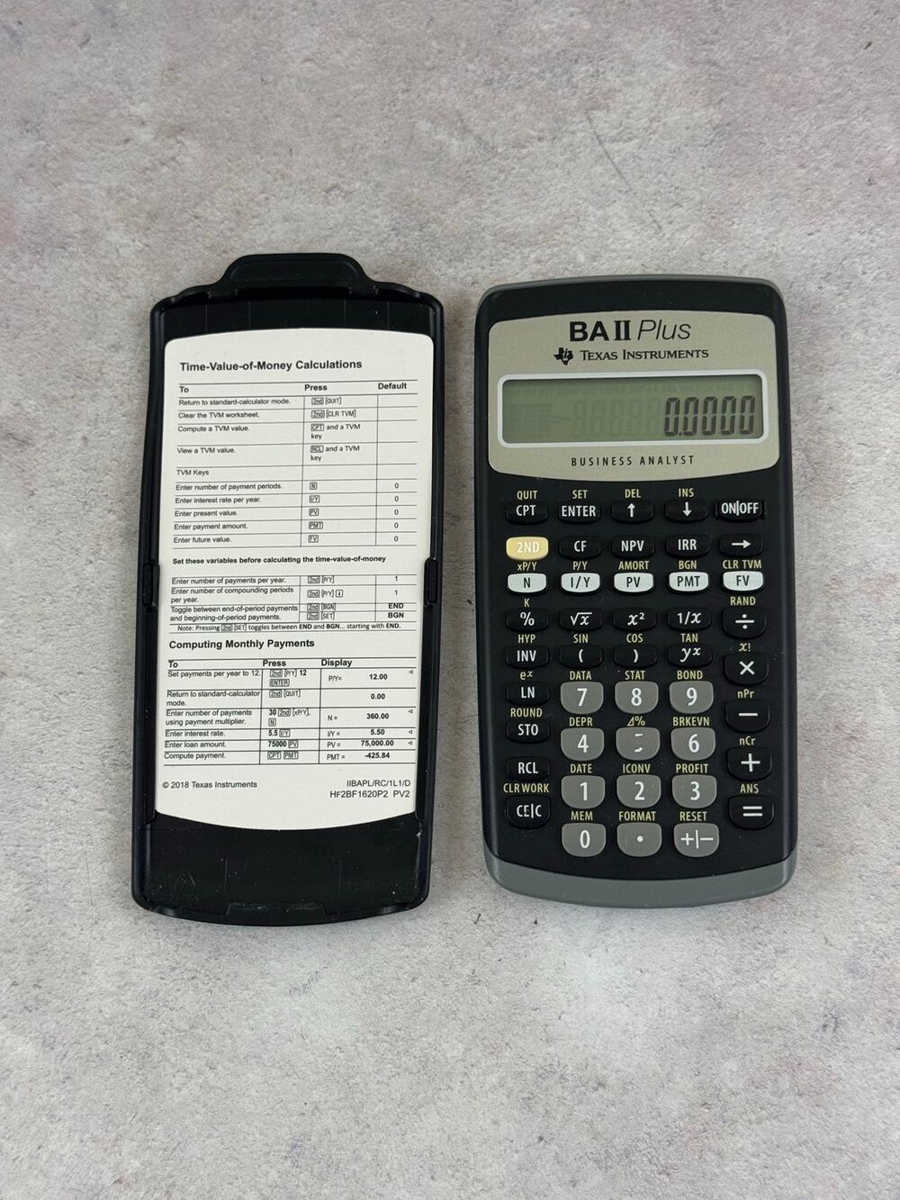 Texas Instruments BA II Plus Calculator Business Analyst w Cover Financial Works